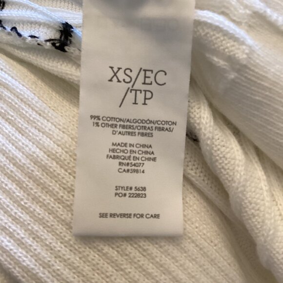 Cabi Long Sweater Size XS XSmall‎ Duster Cardigan Dashes Striped Long White - Picture 11 of 11